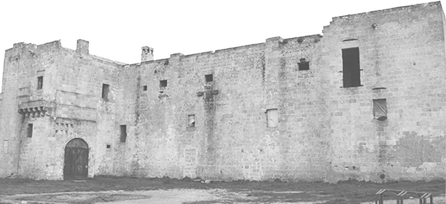 Black-and-white photograph of the convent ruin before restoration